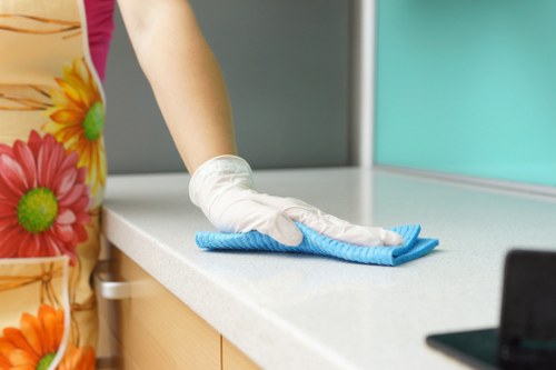 Local upholstery cleaner treating a fabric couch in Earlscourt