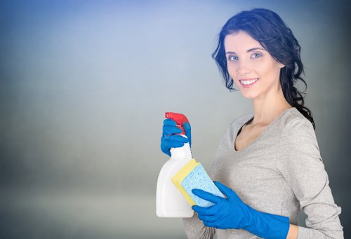 Cleaner handling supplies for a scheduled visit
